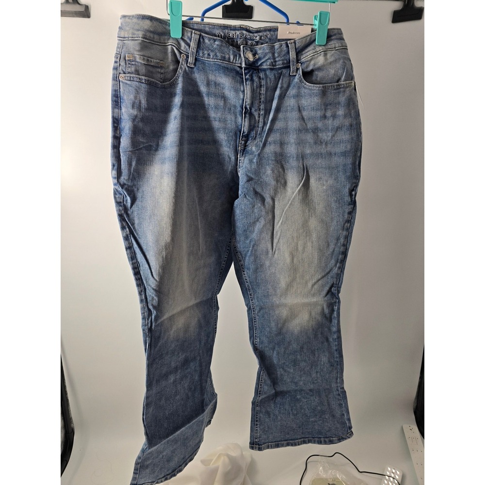 Maurices‎ M Jeans Womens 20W Short Blue High Rise Curvy Flare Medium Wash Denim
